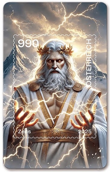 ゼウス（Zeus）雷を操るゼウス ギリシャ神話切手 Austria 2025