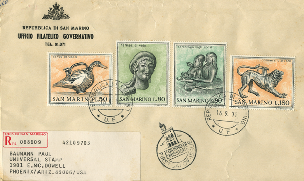 キマイラ（Chimera）炎を吐く合成獣 ギリシャ神話切手 Greek mythology Stamp FDC, San marino1971