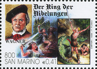 ジークフリード（Siegfried）竜殺しの英雄 北欧神話切手 Norse mythology stamp San marino 1999