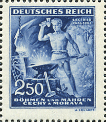 ジークフリード（Siegfried）竜殺しの英雄 北欧神話切手 Norse mythology stamp Protectorate of Bohemia and Moravia 1943