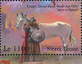 ジークフリード（Siegfried）竜殺しの英雄 北欧神話切手 Norse mythology stamp Sierra Leone 2002