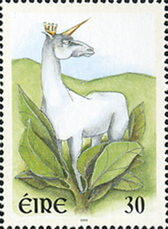 ユニコーン（Unicorn）神話の白馬 ヨーロッパ伝説切手 European mythology stamp Ireland 2000