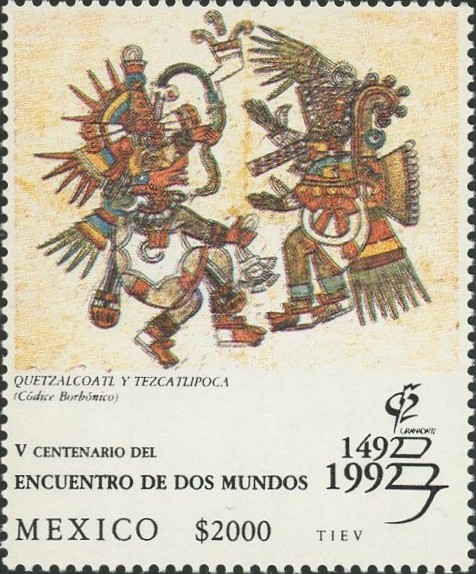 ケツアルカトル（Quetzalcoatl）羽毛蛇神 アステカ神話切手 Aztec mythology stamp Mexico 1992