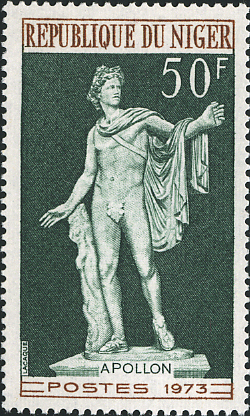 アポロン（Apollo）太陽神像 ギリシャ神話切手 Niger 1973 Greek mythology stamp
