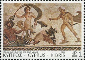 アポロンとダフネ（Apollo and Daphne）月桂樹神話 ギリシャ神話切手 Cyprus 1989 Greek mythology stamp