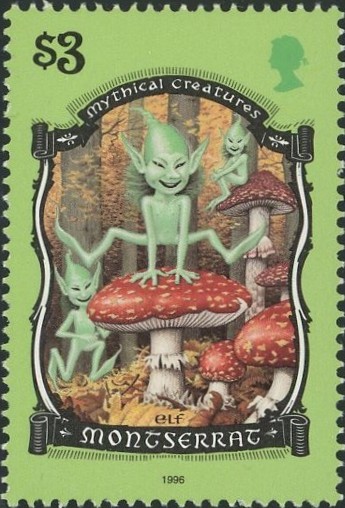 エルフ（Elf）妖精族・小人妖精 モントセラト1996 幻想切手 fantasy folklore stamp Montserrat 1992