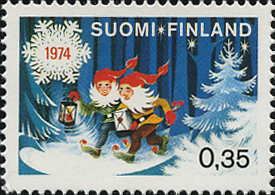 クリスマスエルフ（Christmas Elf）北欧小人妖精 フィンランド1974 folklore stamp Finland 1974
