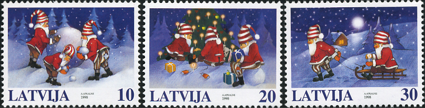 クリスマスエルフ（Christmas Elf）冬妖精 ラトビア1998 folklore stamp Latvia 1998