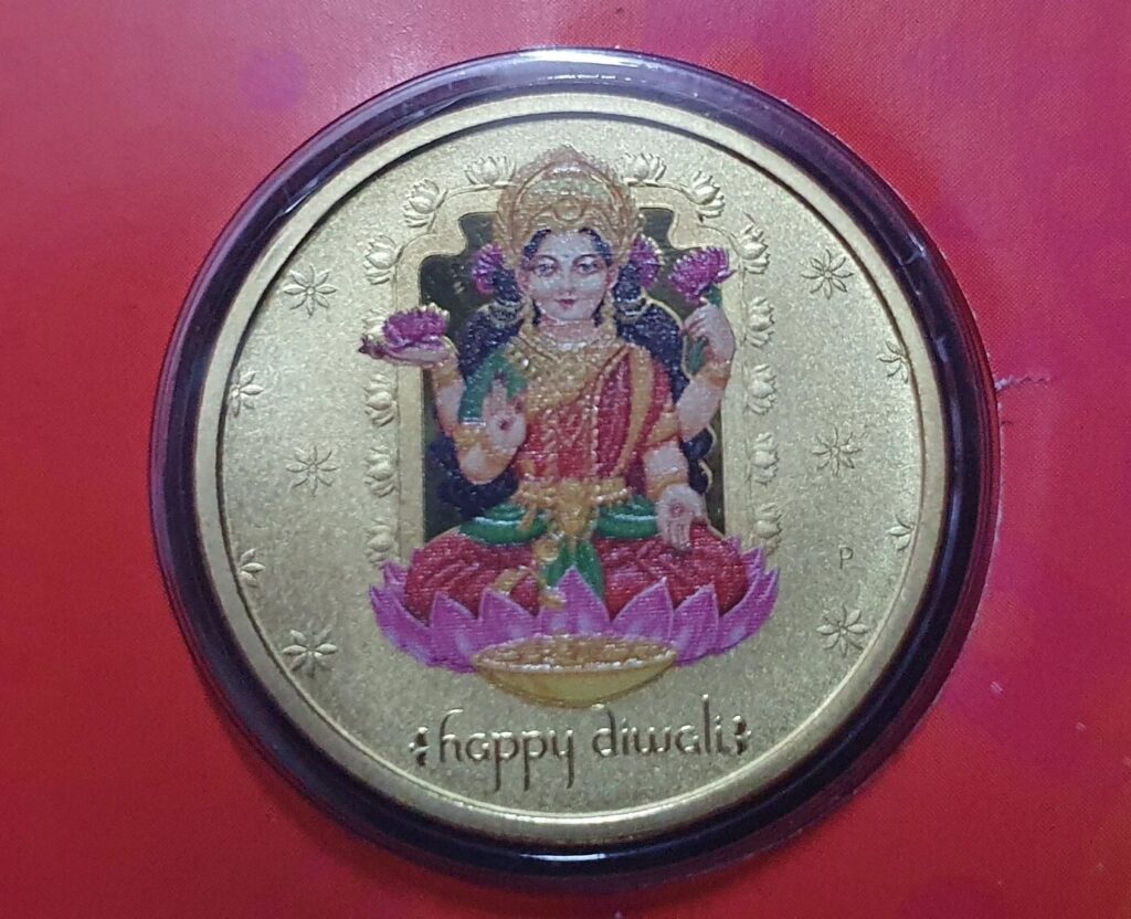 ラクシュミ(Lakshmi)蓮華に座る豊穣の女神 記念コイン Hindu mythology Australia 2019