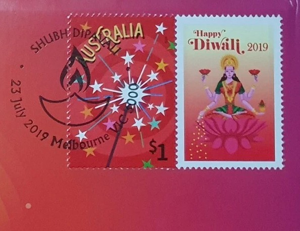 ラクシュミ(Lakshmi)ディワリ記念切手 ヒンドゥー神話郵趣資料 Hindu mythology stamp Australia 2019