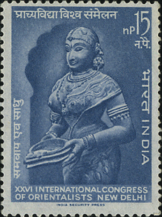 ラクシュミ(Lakshmi)豊穣と幸運の女神 ヒンドゥー神話切手 Hindu mythology stamp India 1964