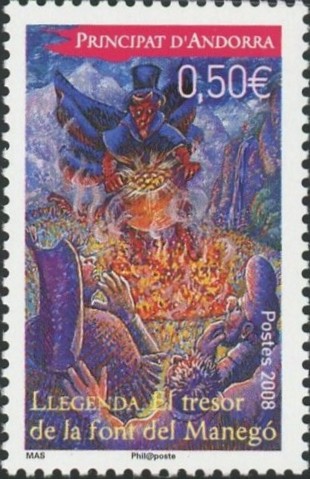 マネゴーの泉の宝(The Treasure of the Font del Manegó)悪魔伝説 アンドラ民間伝承切手 Andorran legend demon stamp Andorra 2008