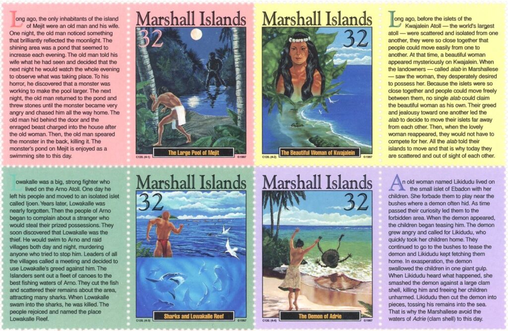 マーシャル諸島の4つの民話を描いた切手シート|マーシャル諸島(Marshall Islands)1997年
