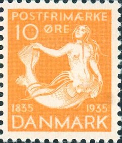 アンデルセンのマーメイド（Mermaid）を描いた伝説の生き物切手｜デンマーク（Denmark）1935年