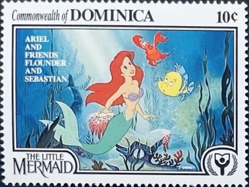 アリエル（Ariel）を描いたディズニー『リトル・マーメイド』切手｜ドミニカ共和国（Dominica）1991年