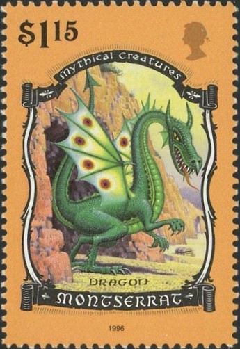 ドラbゴンを描いた神秘の生き物シリーズ切手 モントセラト Montserrat 1996年